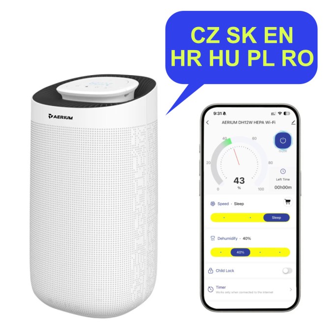 Dezumidificator și purificator de aer AERIUM DH12W HEPA Wi-Fi